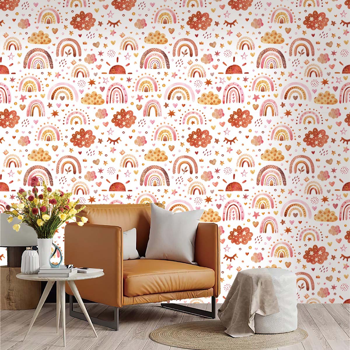 Rainbow Wallpaper Peel and Sti - Baby Nursery Wallpaper Girl avis et prix