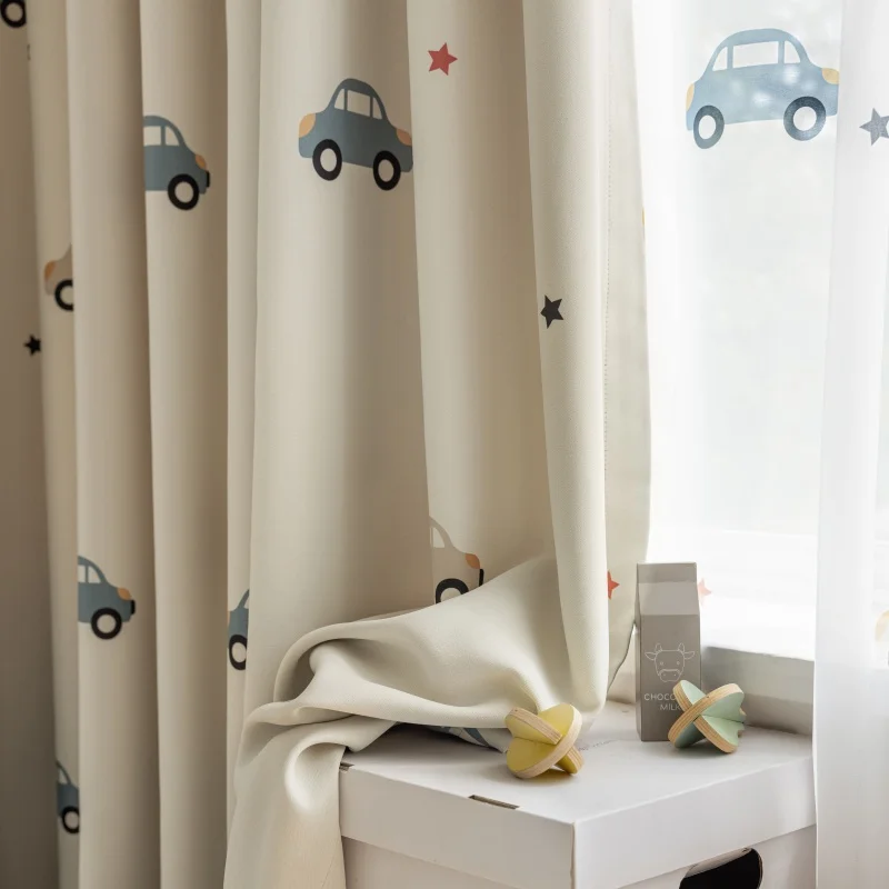 Cartoon Cute Print Car Pattern - Baby Nursery Curtains avis et prix