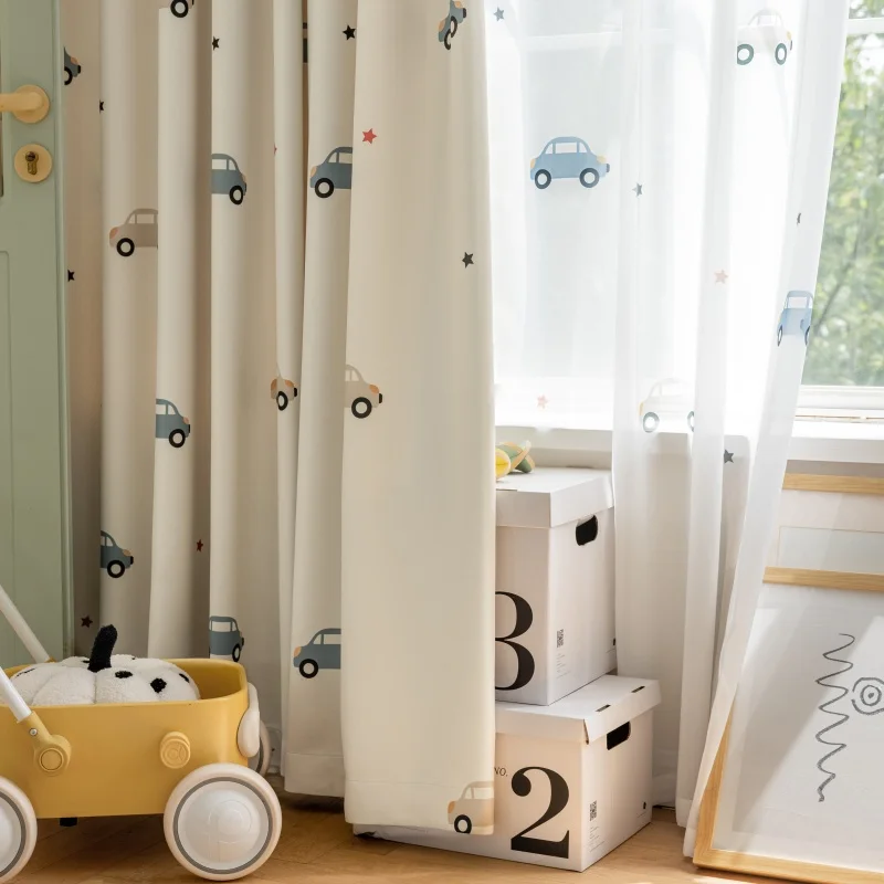 Cartoon Cute Print Car Pattern - Baby Nursery Curtains avis et prix