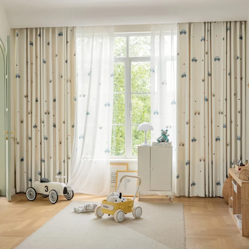 Cartoon Cute Print Car Pattern - Baby Nursery Curtains avis et prix