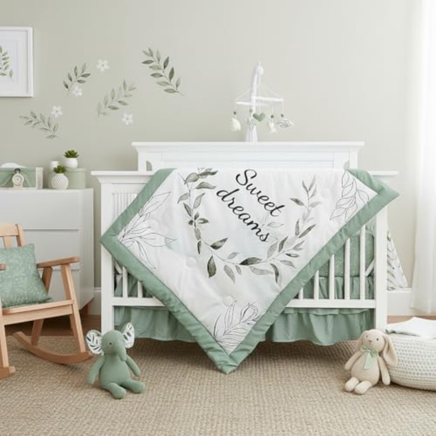 Green Crib Bedding Set 4-Piece - Baby Nursery Neutral avis et prix