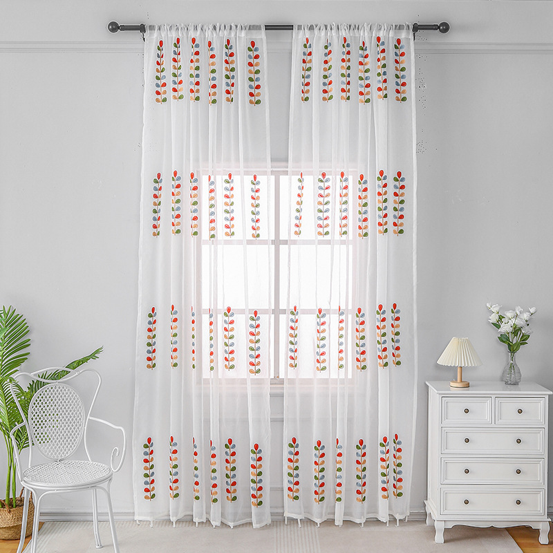 Embroidery four-color leaf cur - Baby Nursery Curtains avis et prix