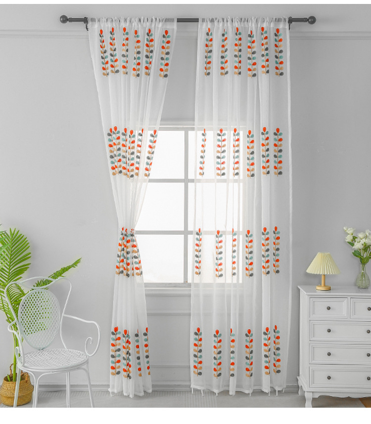 Embroidery four-color leaf cur - Baby Nursery Curtains avis et prix