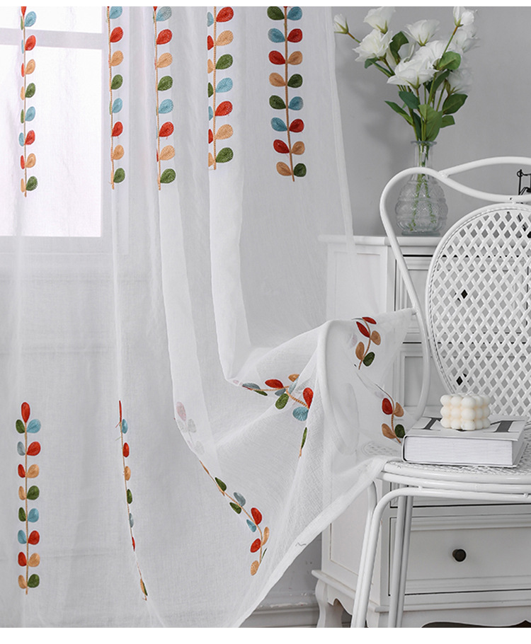 Embroidery four-color leaf cur - Baby Nursery Curtains avis et prix