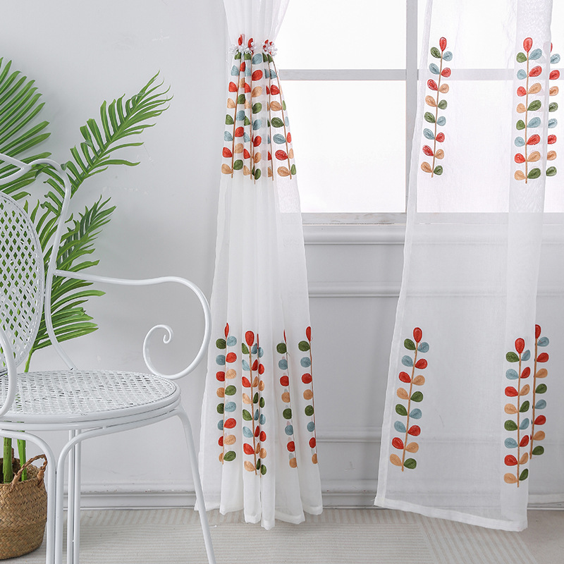 Embroidery four-color leaf cur - Baby Nursery Curtains avis et prix