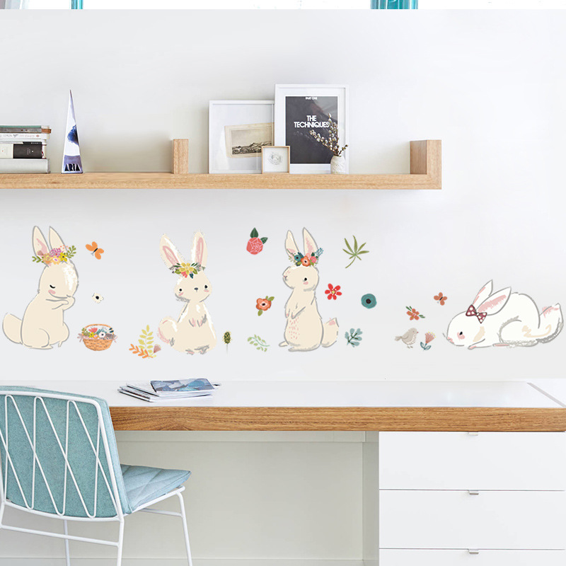 Cartoon Bunny Wall Stickers Ki - Baby Nursery Mural Wallpaper avis et prix