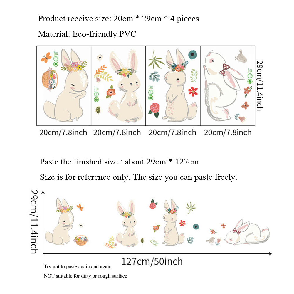Cartoon Bunny Wall Stickers Ki - Baby Nursery Mural Wallpaper avis et prix