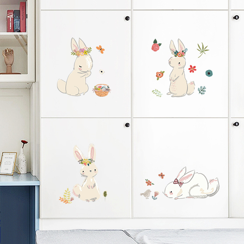 Cartoon Bunny Wall Stickers Ki - Baby Nursery Mural Wallpaper avis et prix