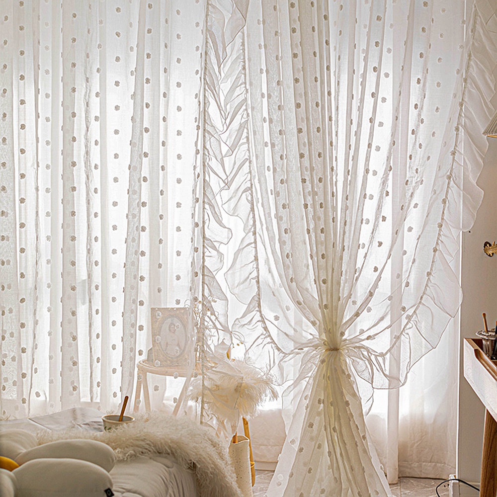 White Pompom Sheer Curtains Gi - Baby Nursery Curtains avis et prix