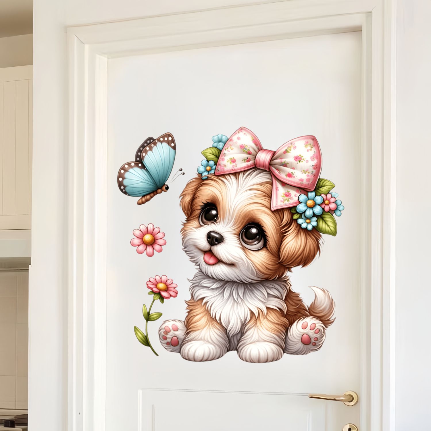 Flower and Dog Wall Sticker Ba - Baby Nursery Mural Wallpaper avis et prix
