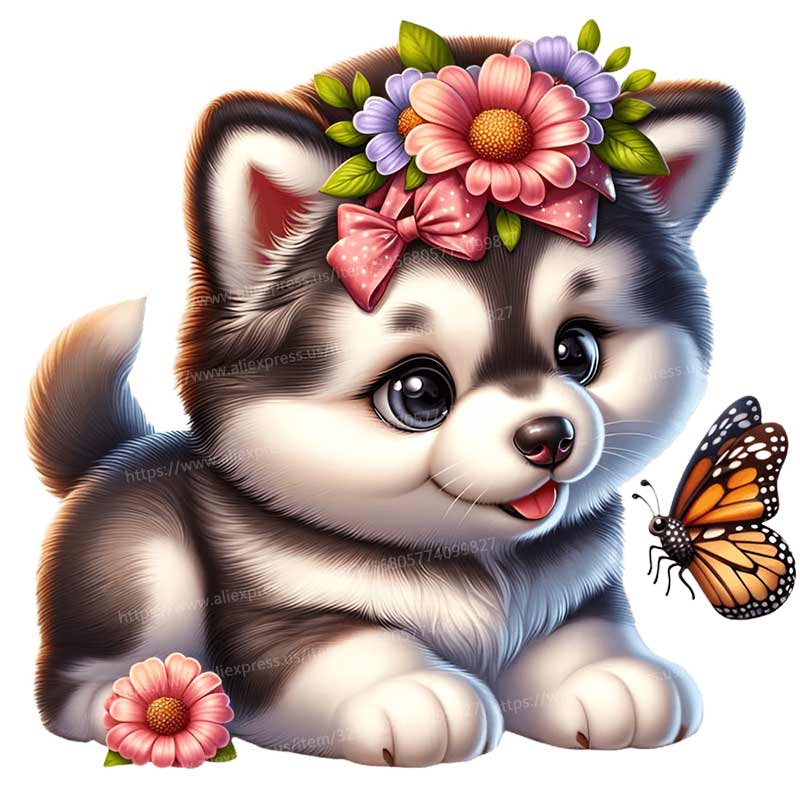 Flower and Dog Wall Sticker Ba - Baby Nursery Mural Wallpaper avis et prix