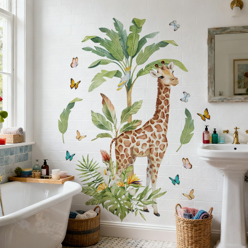 Large Forest Animal Giraffe Wa - Baby Nursery Mural Wallpaper avis et prix