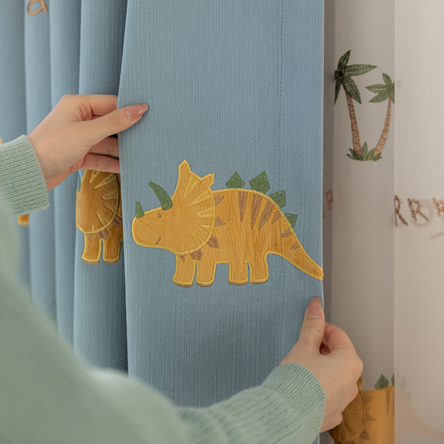Blue Cartoon Dinosaur Kids Bla - Baby Nursery Curtains avis et prix