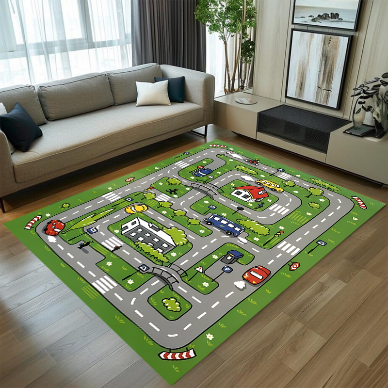Cute Car Track Play Rug Green  - Baby Nursery Game avis et prix