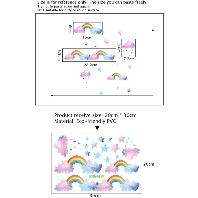 Cartoon Cloud Rainbow Wall Sti - Baby Nursery Mural Wallpaper avis et prix