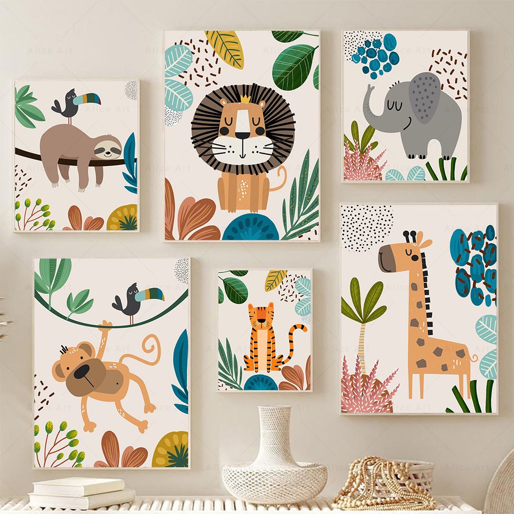 Boho Monkey Lion Giraffe Bird  - Baby Zebra Nursery avis et prix