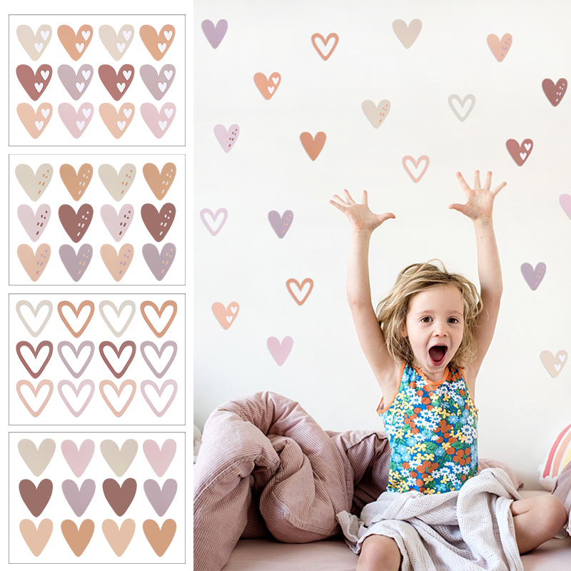 2pcs Lovely Hearts Ins Wall St - Baby Nursery Mural Wallpaper avis et prix