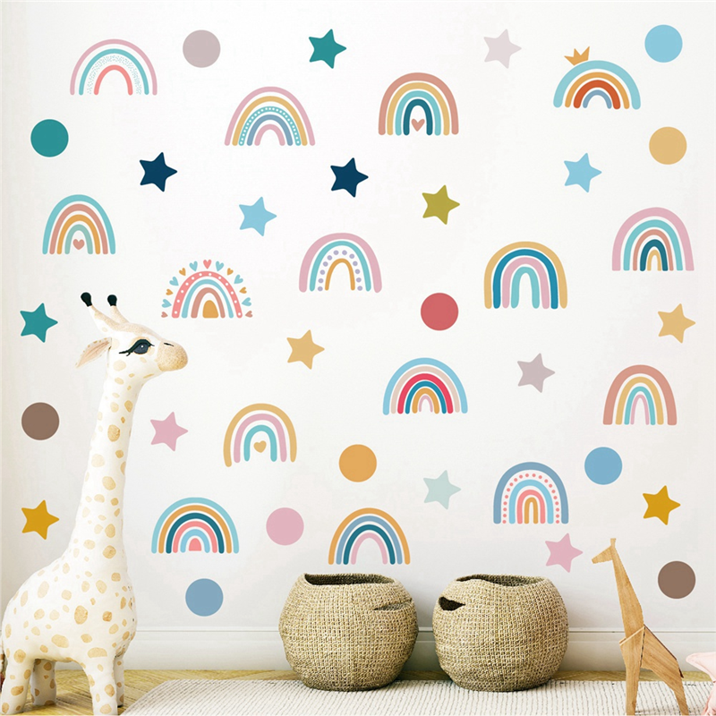 AEE2-Boho Rainbow Wall Decals  - Baby Nursery Wallpaper Girl avis et prix