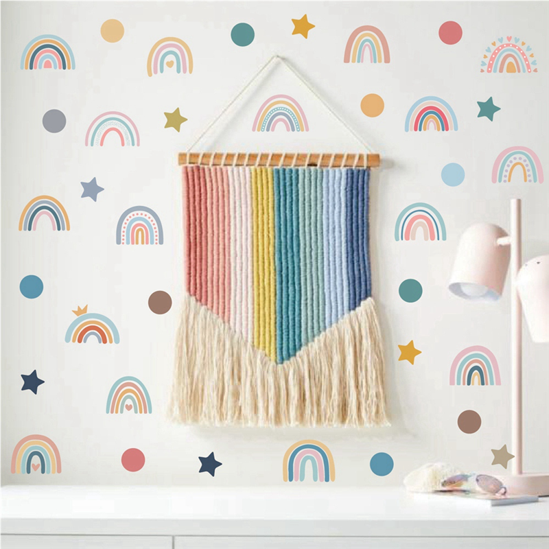 AEE2-Boho Rainbow Wall Decals  - Baby Nursery Wallpaper Girl avis et prix