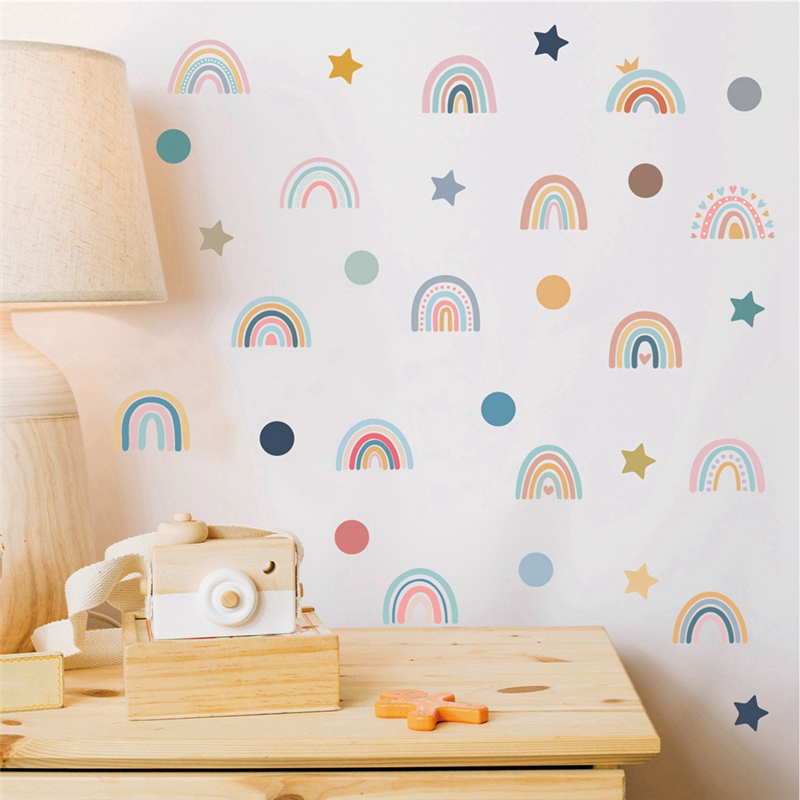 AEE2-Boho Rainbow Wall Decals  - Baby Nursery Wallpaper Girl avis et prix
