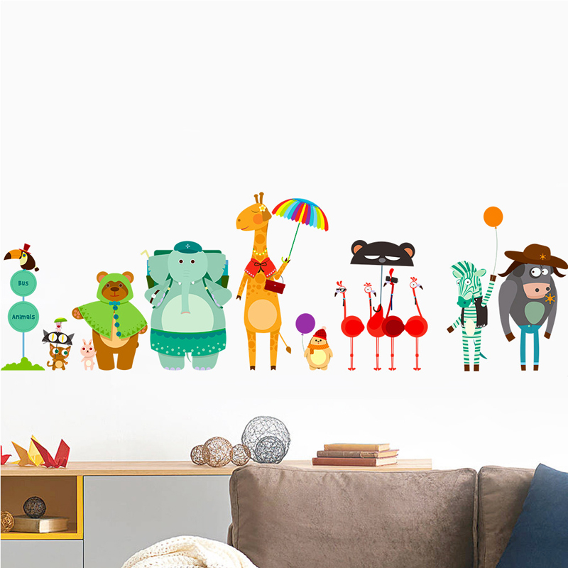 Cartoon Zoo Bus Station Wall S - Baby Nursery Zoo Animals avis et prix