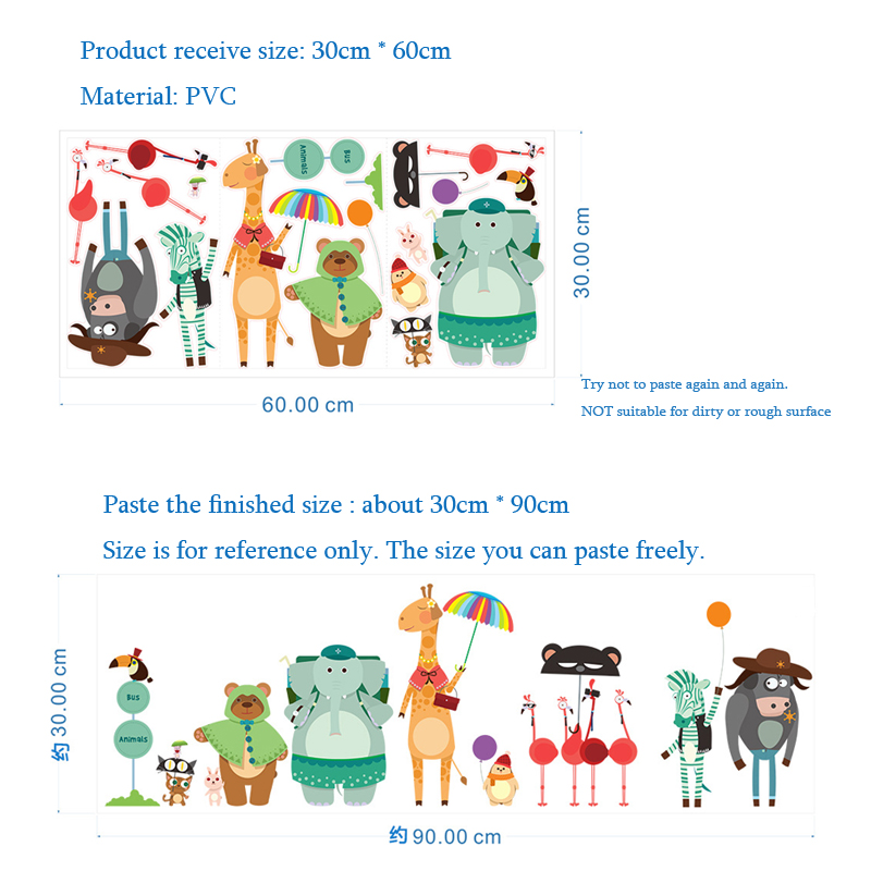 Cartoon Zoo Bus Station Wall S - Baby Nursery Zoo Animals avis et prix
