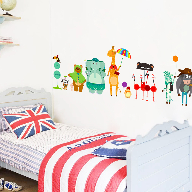 Cartoon Zoo Bus Station Wall S - Baby Nursery Zoo Animals avis et prix