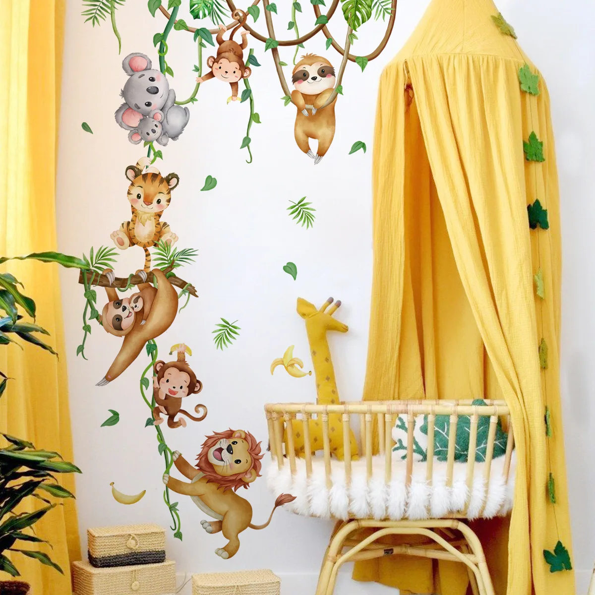 Forest Animal Lion Sloth Monke - Baby Nursery Wallpaper Girl avis et prix