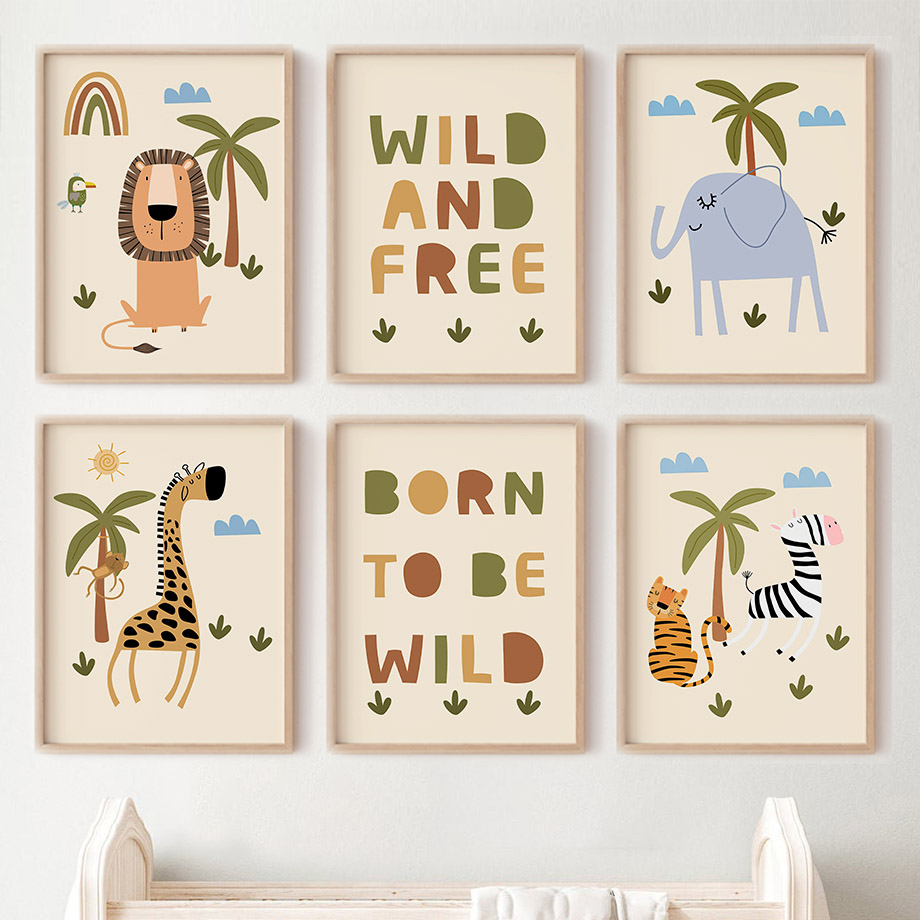 Boho Lion Elephant Giraffe Tig - Baby Zebra Nursery avis et prix