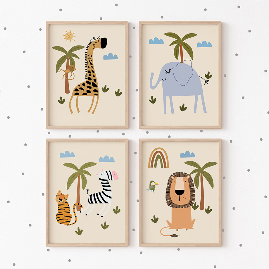 Boho Lion Elephant Giraffe Tig - Baby Zebra Nursery avis et prix