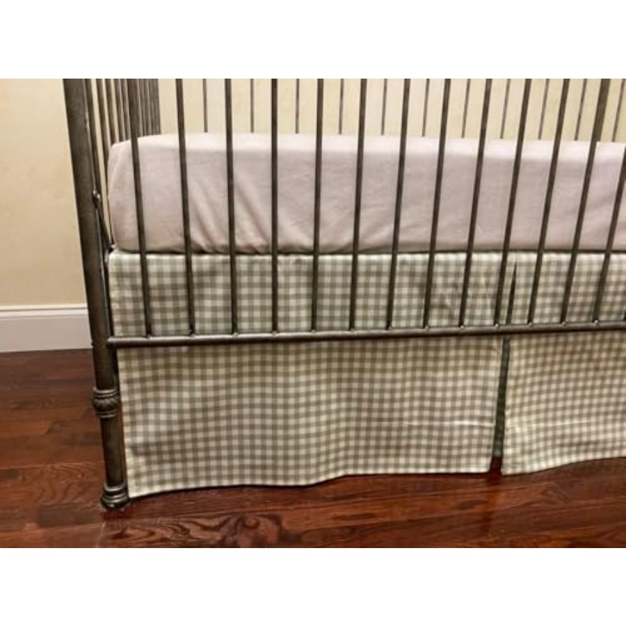 Crib Skirt Gingham Tailored Ba - Baby Nursery Neutral avis et prix