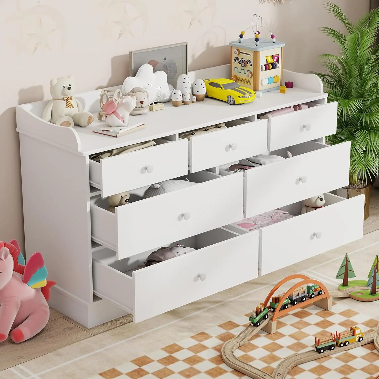 Kids Dresser Cabinet with 7 Dr - Baby Nursery Chest Of Drawers avis et prix