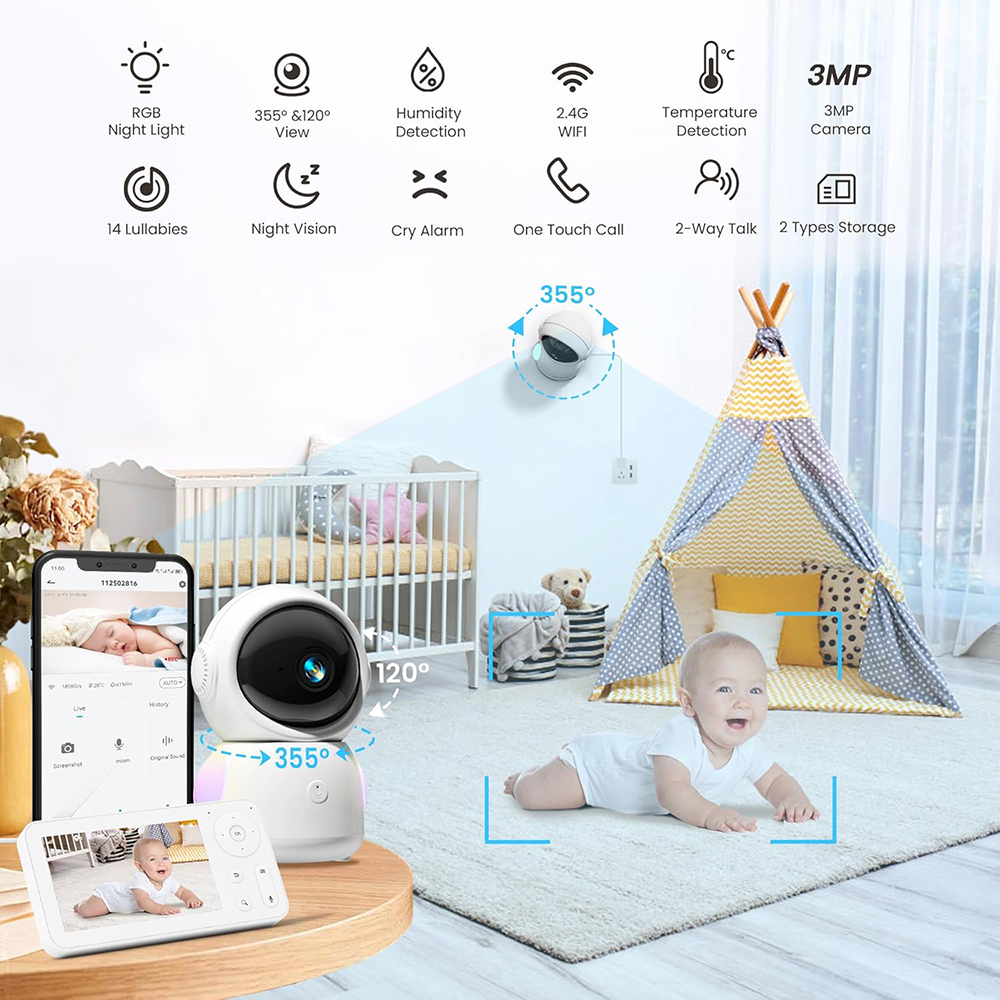2K Baby Monitor with 2 Cameras - Baby Nursery Equipment avis et prix
