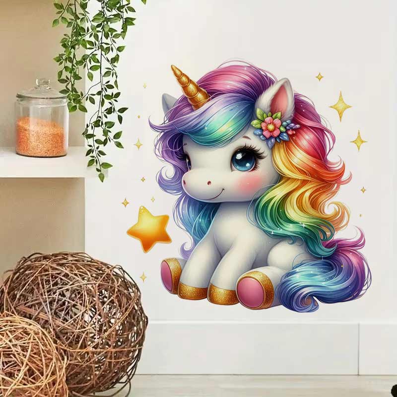 Cute Rainbow Unicorn Wall Stic - Baby Nursery Mural Wallpaper avis et prix