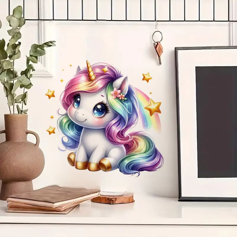 Cute Rainbow Unicorn Wall Stic - Baby Nursery Mural Wallpaper avis et prix
