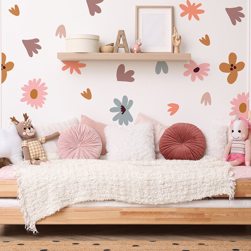 DIY Multicolored Flowers Wall  - Baby Nursery Wallpaper Girl avis et prix