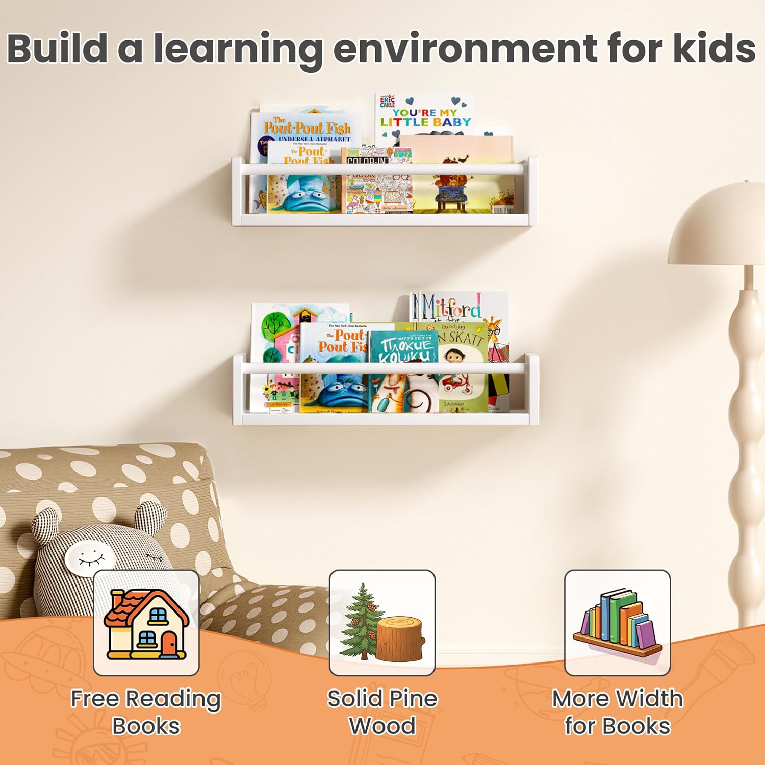 Floating Bookshelves for Wall, - Baby Nursery Images avis et prix