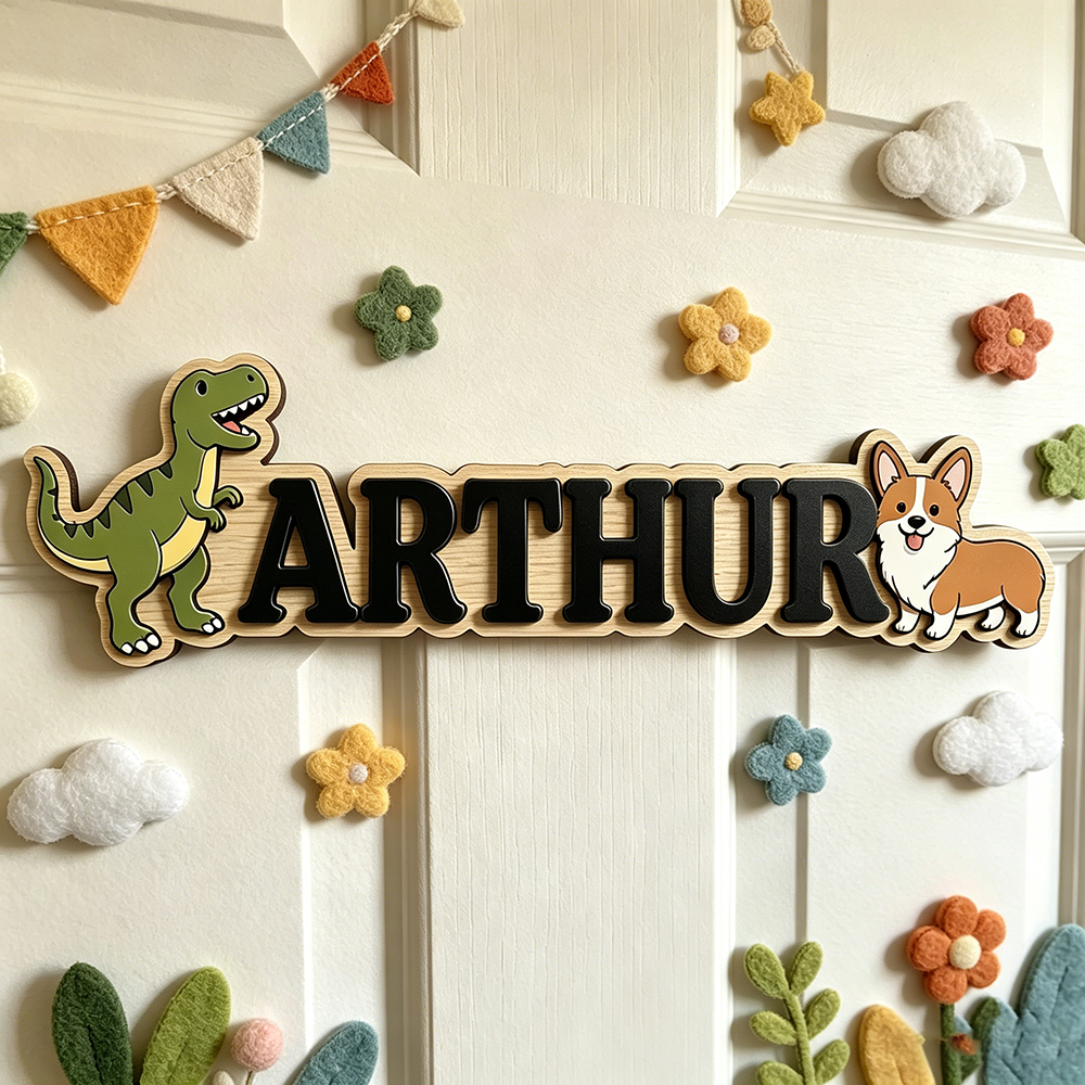 Whimsical Green T-Rex & Corgi  - Baby Nursery Neutral avis et prix