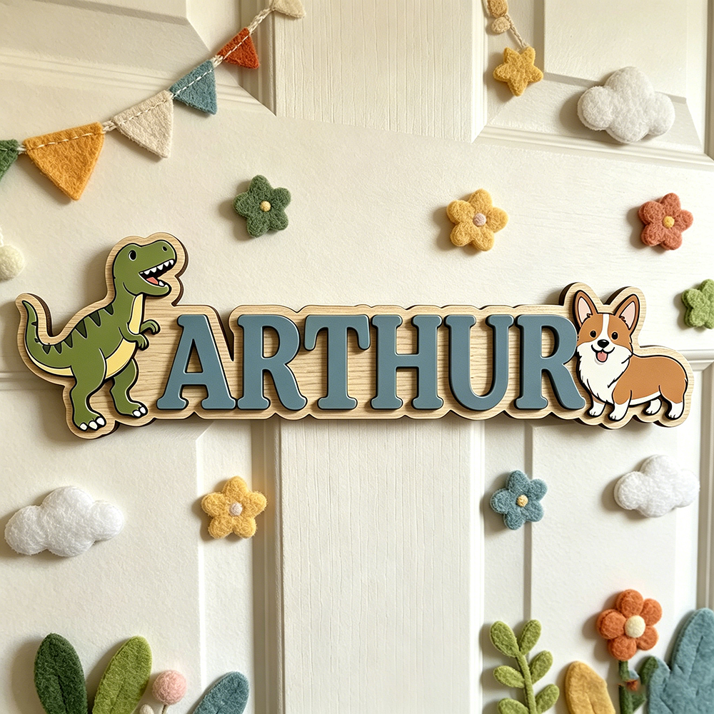 Whimsical Green T-Rex & Corgi  - Baby Nursery Neutral avis et prix