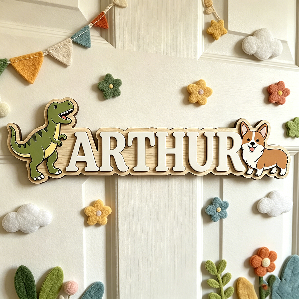 Whimsical Green T-Rex & Corgi  - Baby Nursery Neutral avis et prix